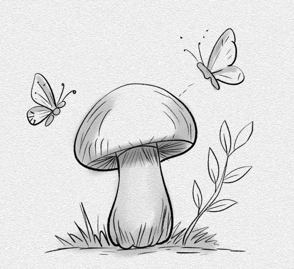 Mushroom with Butterflies