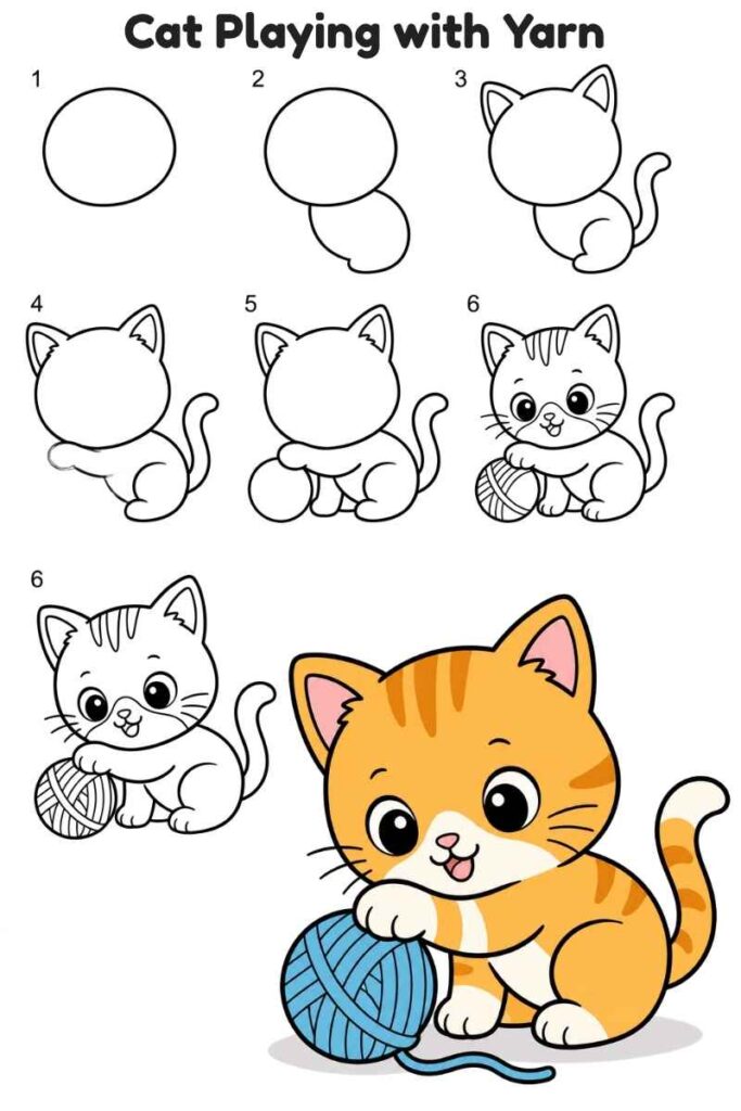 Cat Playing with Yarn