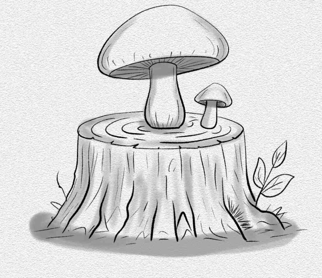 Mushroom Growing on a Tree Stump