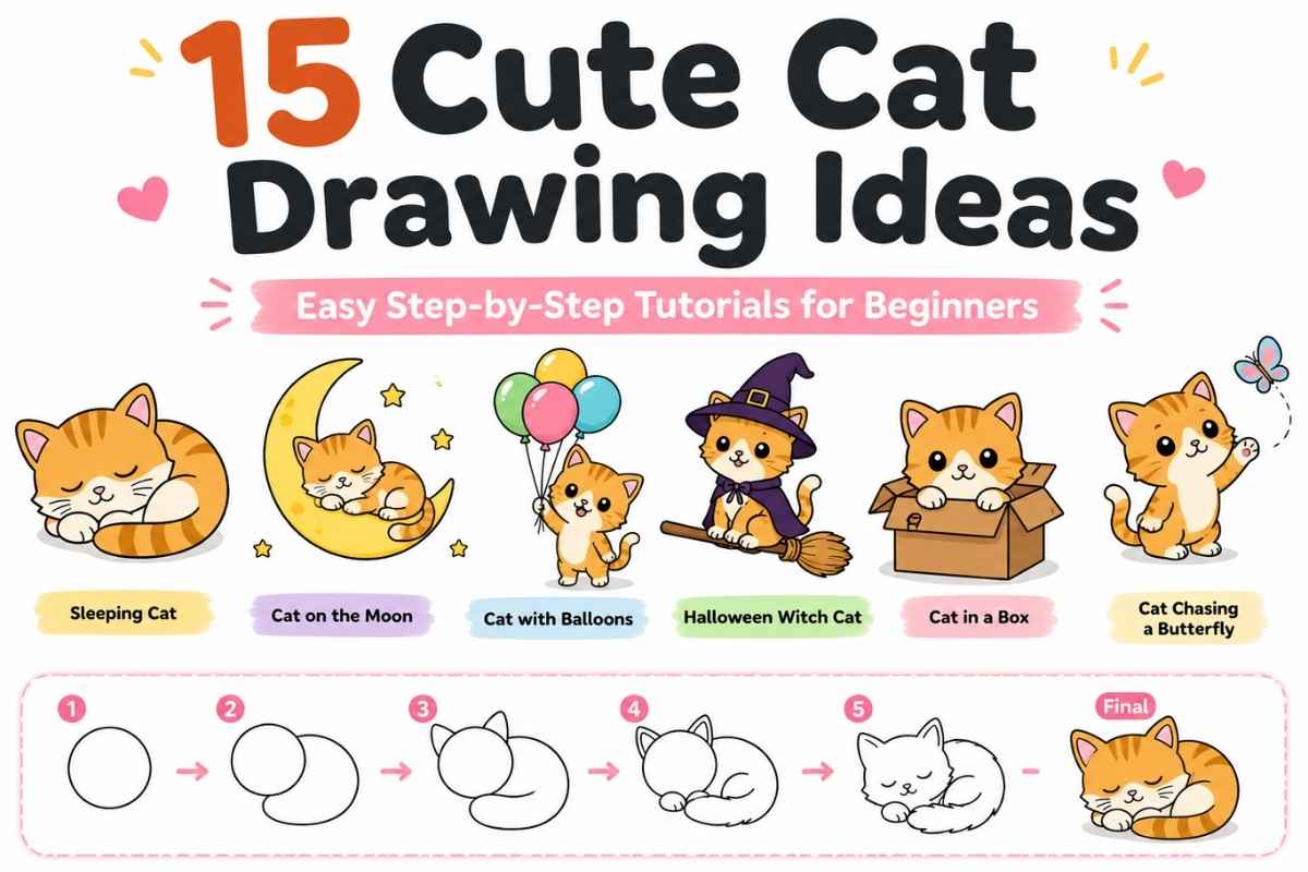 15 Cute Cat Drawing Ideas