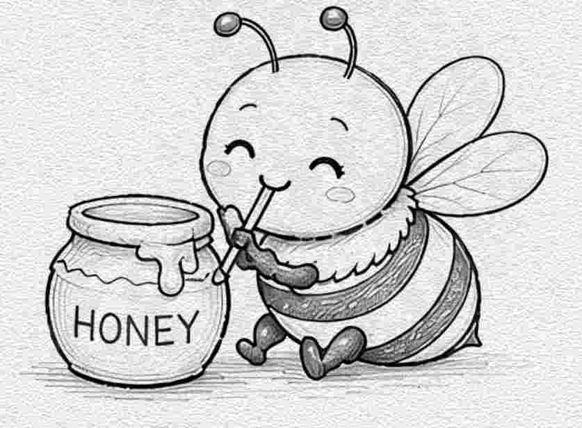 Bee Drinking Honey