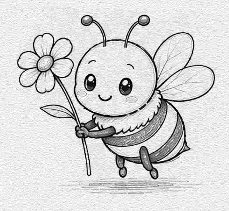 Bee Holding a Flower