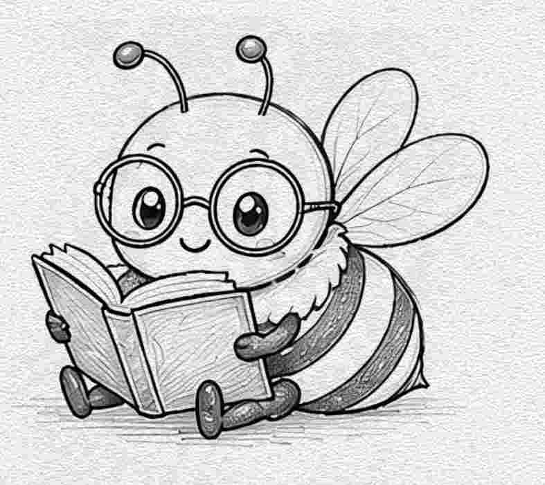 Bee Reading a Book
