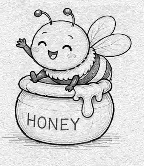 Bee Sitting on a Honey Pot