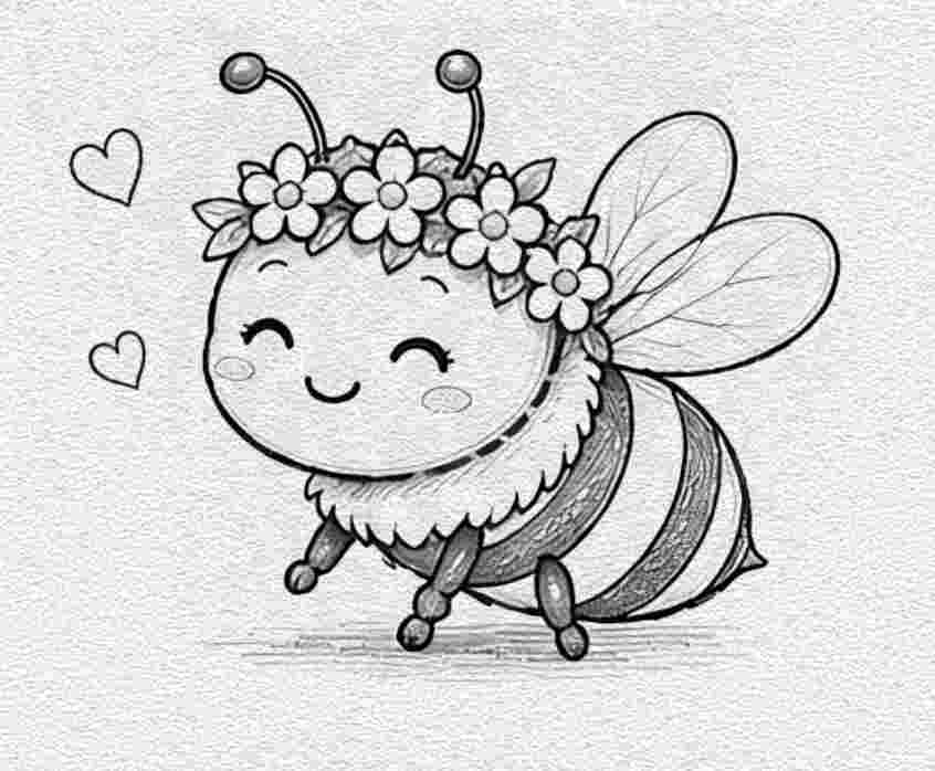 Bee with a Flower Crown