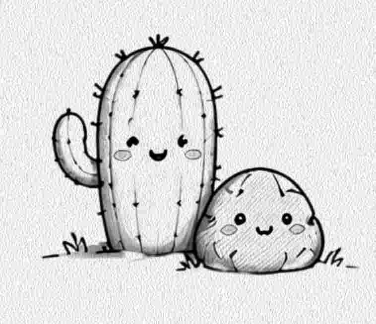 Cactus Beside a Small Rock