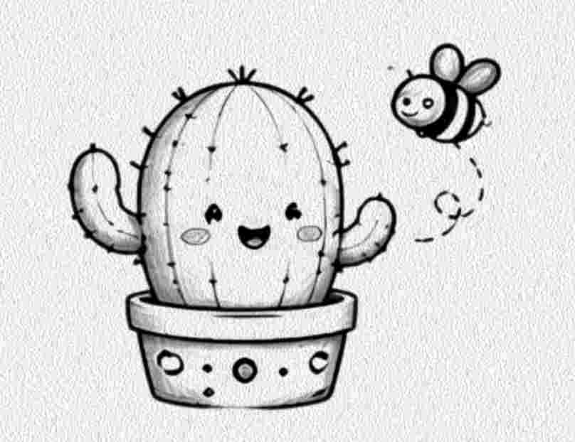 Cactus with a Bee