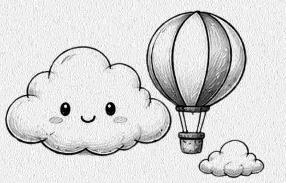Cloud with a Hot Air Balloon
