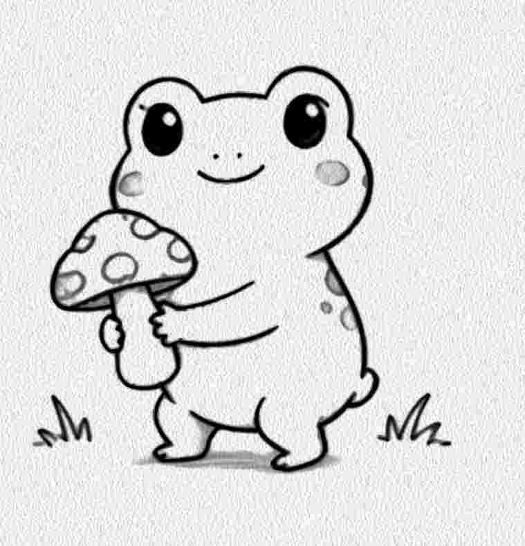 Frog Holding a Mushroom