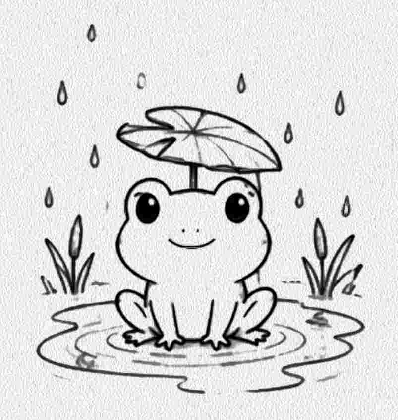 Frog in a Rainy Pond