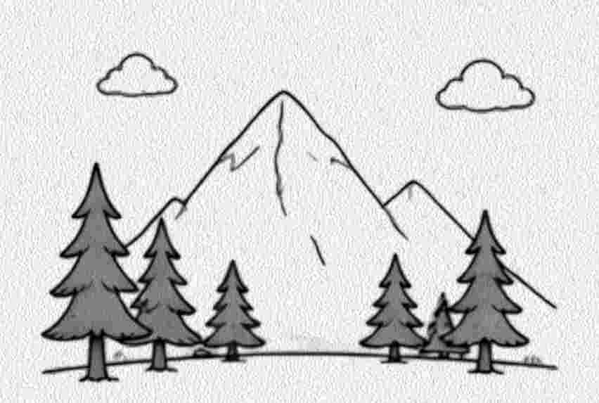 Mountain with Pine Trees