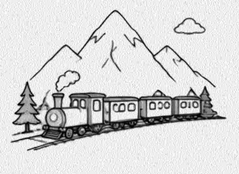 Mountain with a Train