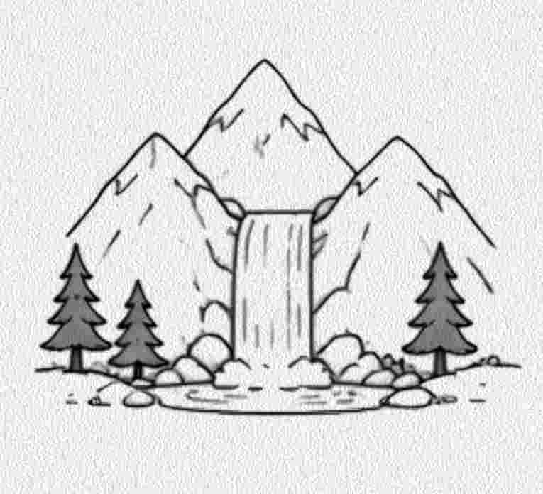 Mountain with a Waterfall