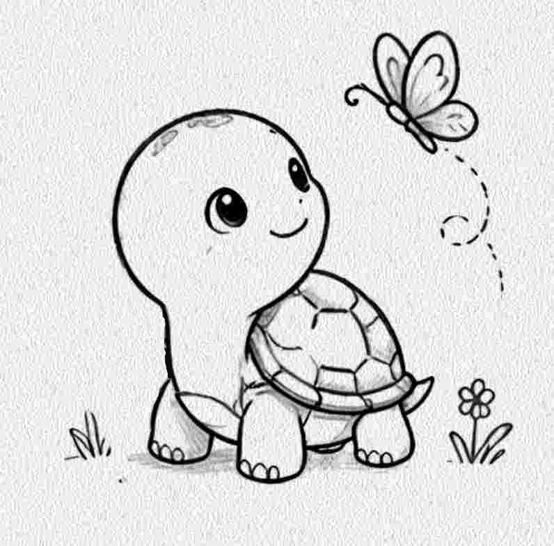 Turtle with a Butterfly