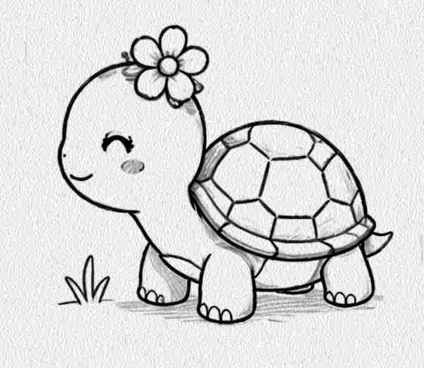 Turtle with a Flower