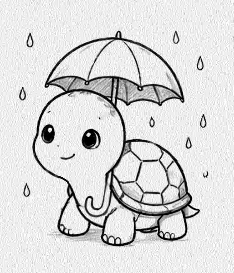 Turtle with a Tiny Umbrella