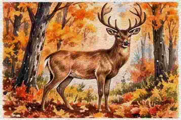 Autumn Deer in the Woods