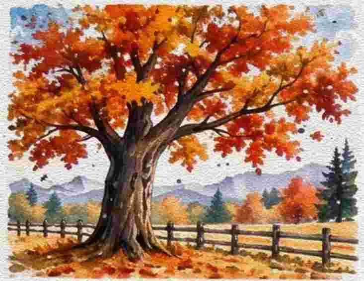 Autumn Tree Watercolor Study