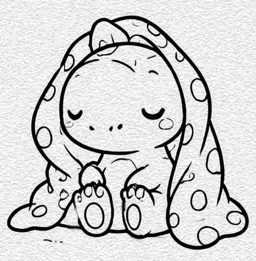Baby Dinosaur with a Blanket