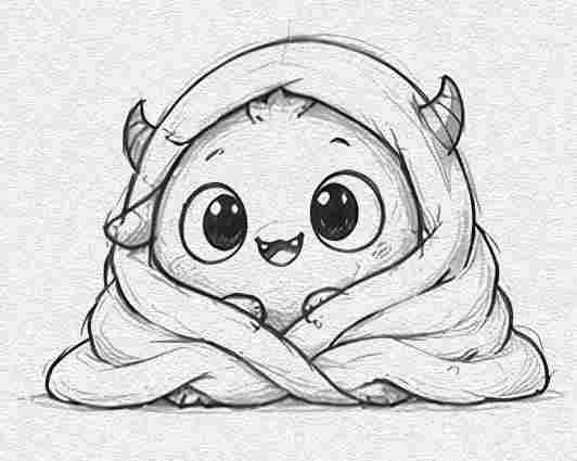 Baby Monster with a Blanket