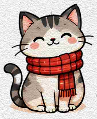 Cat with Scarf