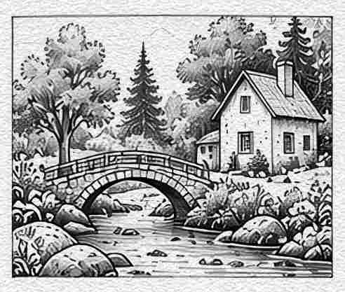 Cottage by a Stream