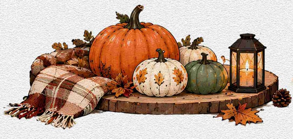 Cozy Autumn Still-Life Pumpkin