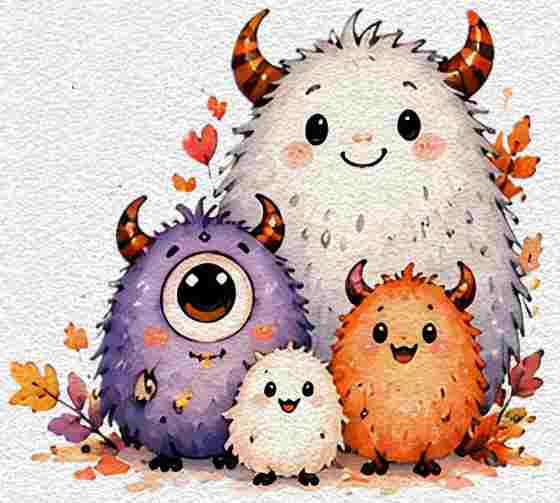Cute Monster Family