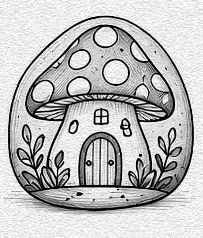 Cute Mushroom House Rock