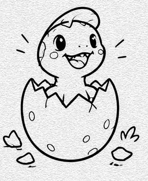Dinosaur Hatching from an Egg