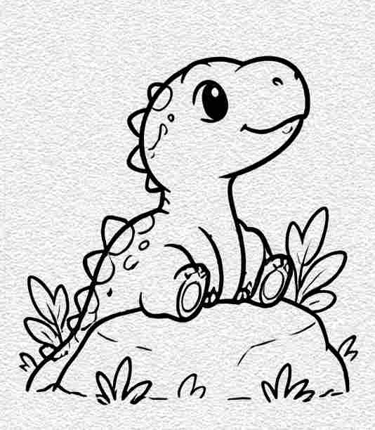 Dinosaur Sitting on a Rock