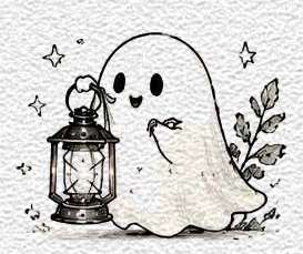 Ghost Holding a Halloween Lantern