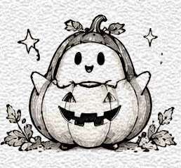 Ghost Wearing a Pumpkin Costume