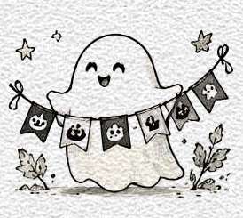 Ghost with a Halloween Garland