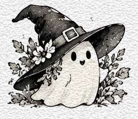 Ghost with a Tiny Witch Hat