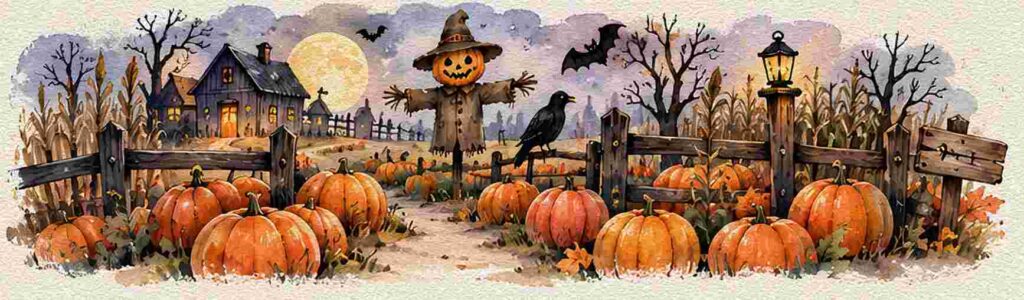 Halloween Pumpkin Patch Scene