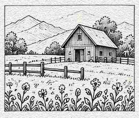 Meadow with a Barn