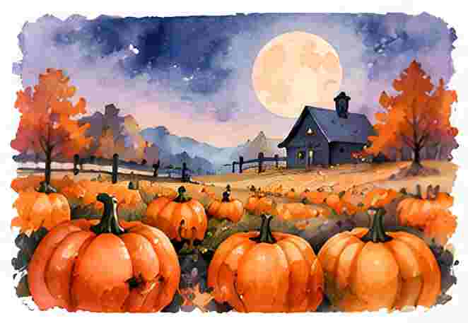 Moonlit Pumpkin Field