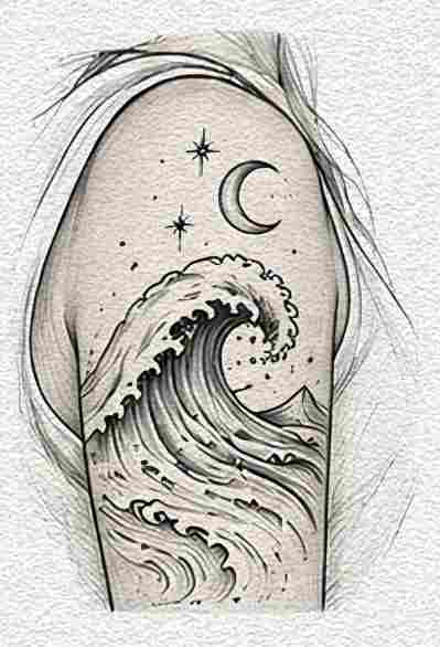 Ocean Wave and Moon