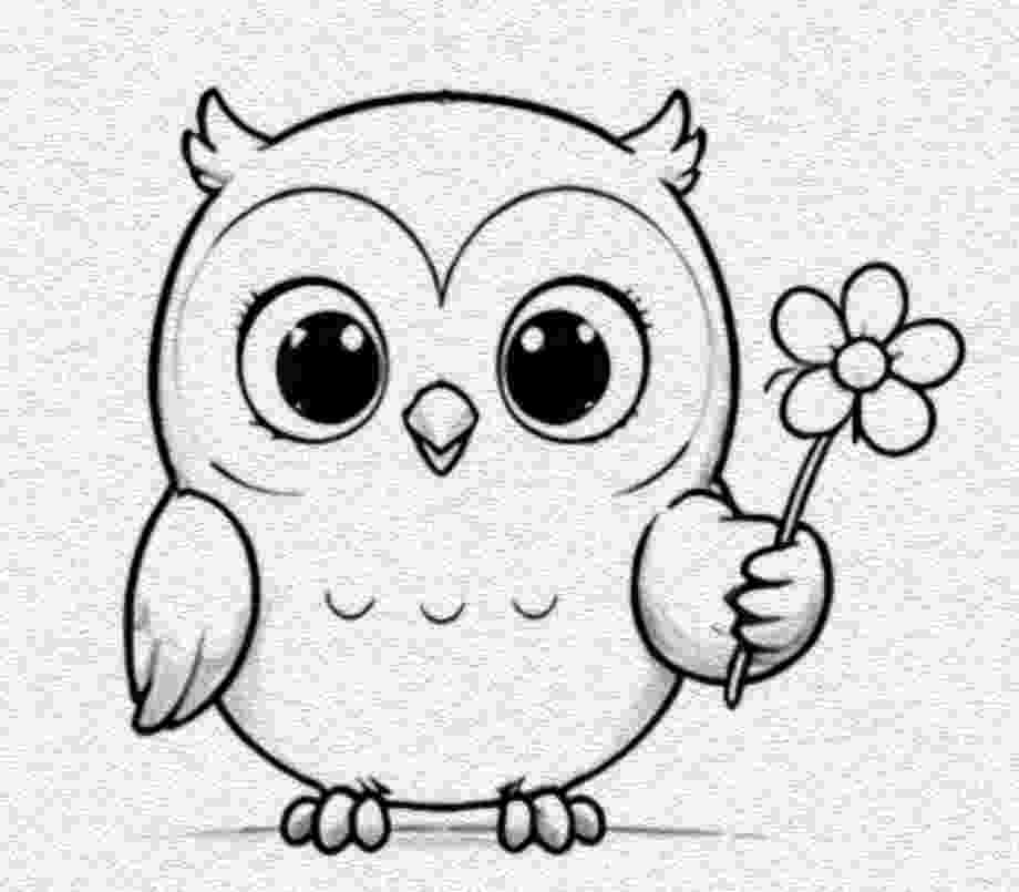 Owl Holding a Flower