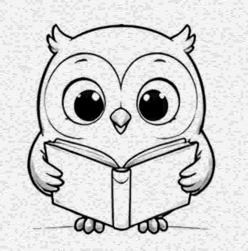Owl Reading a Book