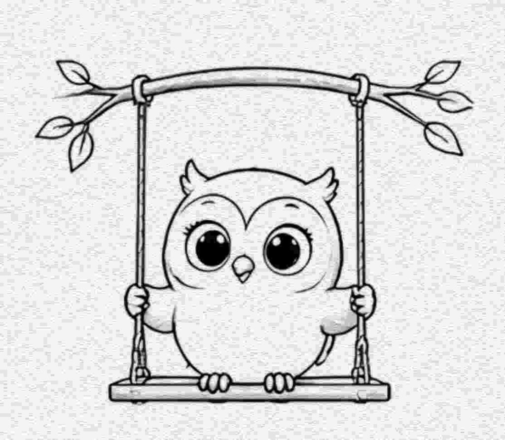 Owl Riding on a Swing