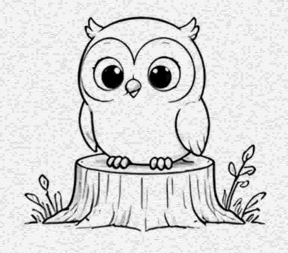 Owl Sitting on a Tree Stump