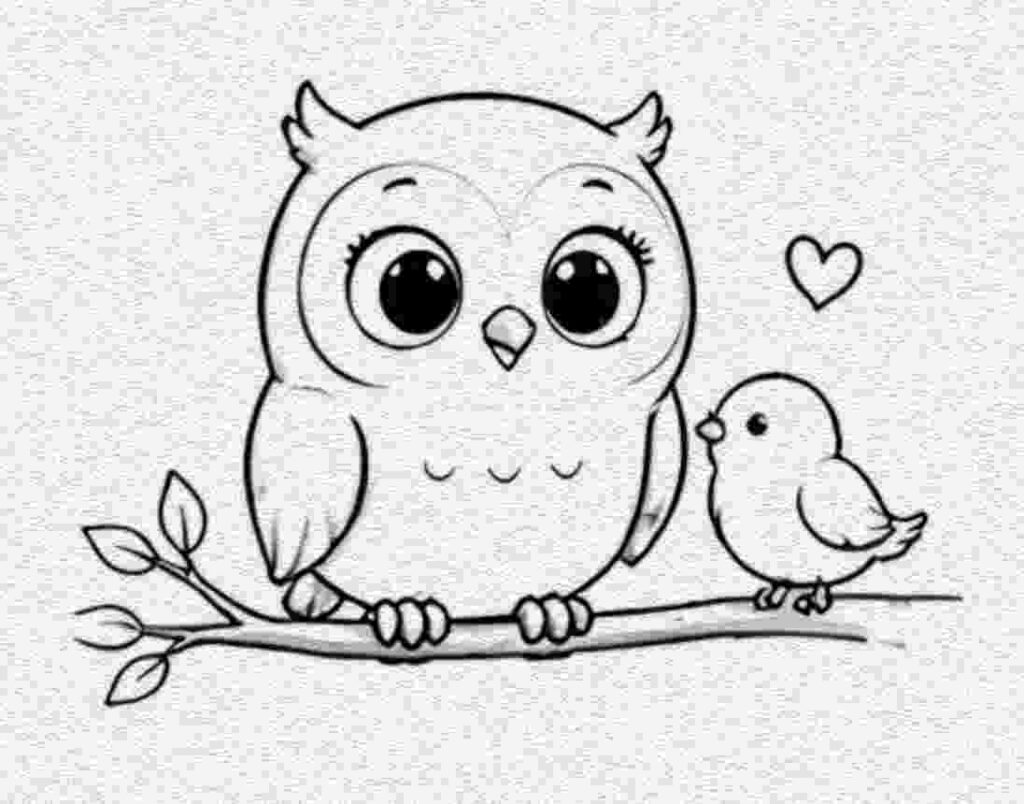 Owl with a Tiny Bird Friend