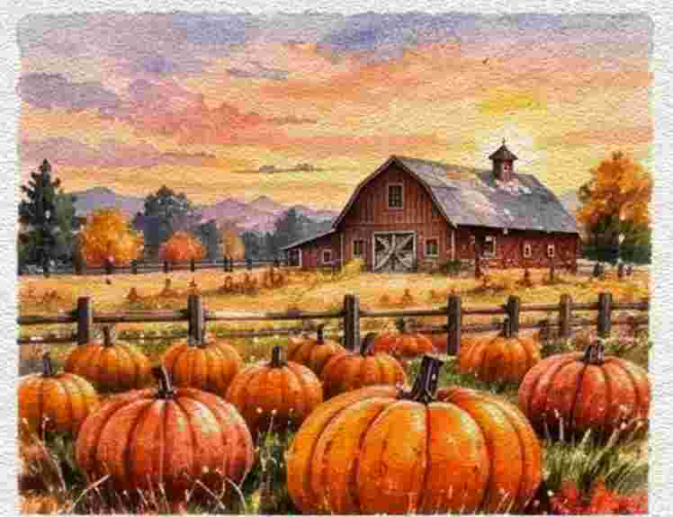 Pumpkin Patch at Sunset