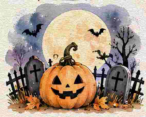 Pumpkin Under a Full Moon