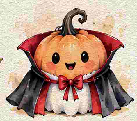 Pumpkin Wearing a Vampire Cape