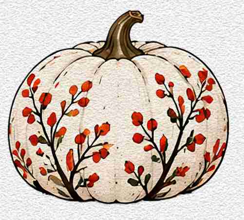 Pumpkin with Autumn Berry Branches