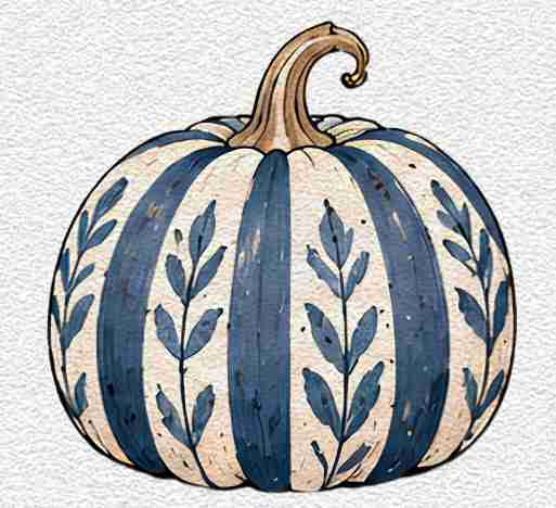 Pumpkin with Blue and White Stripes
