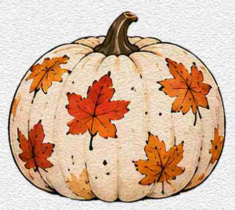 Pumpkin with Falling Leaf Pattern